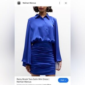 Ramy Brook Royal Blue Satin Mini Dress